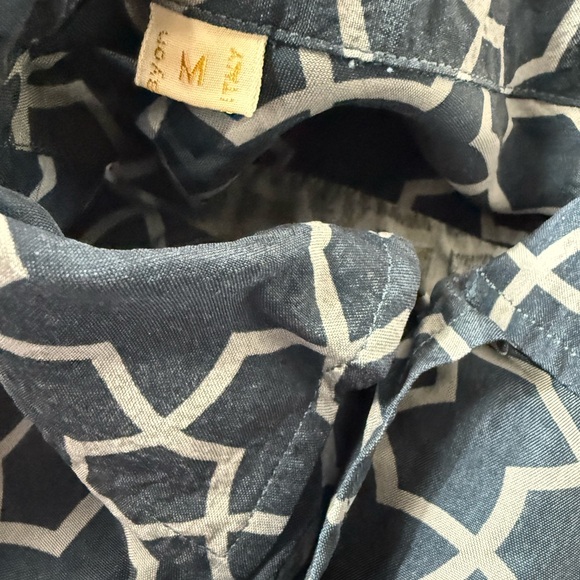 Brioni Button Down Shirt Men’s Medium 100% Rayon Blue Geo Print Luxury Deisgner - Picture 6 of 9